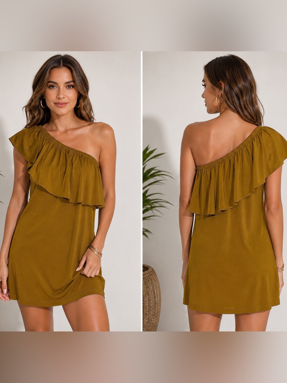 A New Day One Shoulder Ruffle Mini Dress, Size XS, NWT